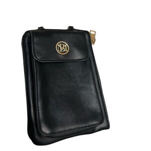 Studio Badgley Mischka Black Faux Leather Clutch / Pouch/ Wristlet/ Crossbody